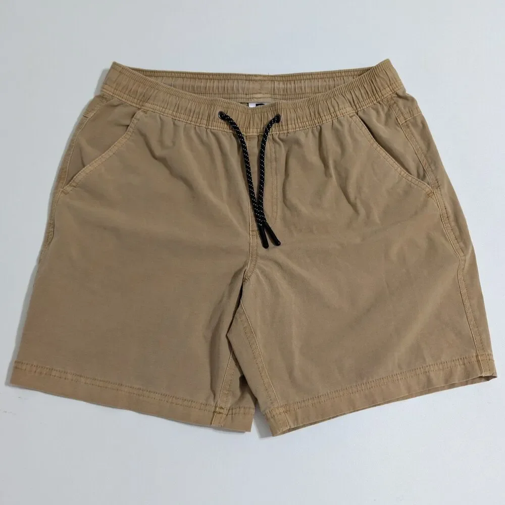 Bearbottom Twill Shorts Mens Medium Brown Elastic Waist 7